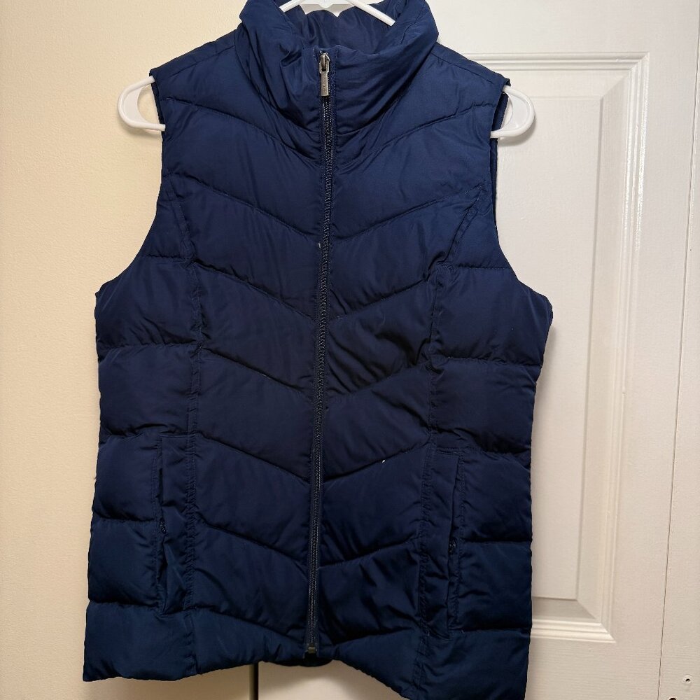 Women's down puffer vest, lands end, navy, small